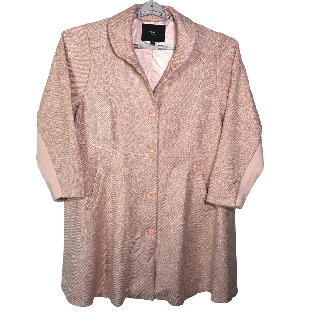 Torrid Women's Size 4 Ballet Pink Tweed Herringbone Blazer Style‎ Coat Jacket